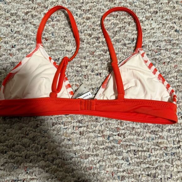 Solid & Striped The Morgan Scoop Neck Bikini Top Lipstick Red Gingham Size Small - Picture 6 of 10
